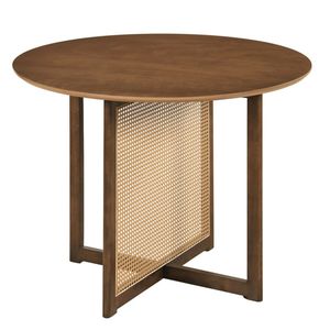 Ensemble de table à manger ronde de style moderne du milieu du siècle de 37,5 pouces, en rotin PE et pieds en bois de caoutchouc, table de cuisine ovale assemblée pour 2 à 4 personnes - Product Image 4