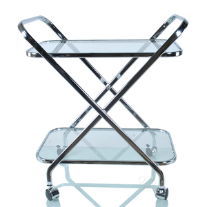 Anne Home - Carrito de Bar en Forma de X con Estructura Cromada, Carrito de Servicio para Sala de Estar, Mueble de Bar para el Hogar, 66.67Lx41.91Wx77.47H cm - Product Image 4