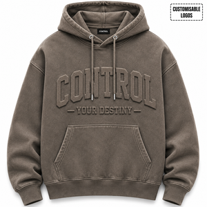 HIGH QUALITY <b>Three</b>-dimensional 3D Embossed Winter Hoodie Custom Logo Pure 100% Cotton Embroidery Oversized Streetwear Hoodies - Product Image 3