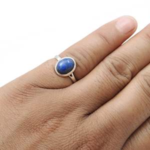 Beautiful Oval Shaped <b>Lapis</b> <b>Lazuli</b> Gemstone <b>Ring</b> In 925 Sterling Silver IGI Certified Bezel Set Gemstone Bohemian Jewelry - Product Image 2