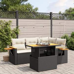 Conjunto de Sofás Modulares Grandes de Ratán PE Negro para Jardín, Muebles de Patio con Elegante Modularidad - Product Image 1