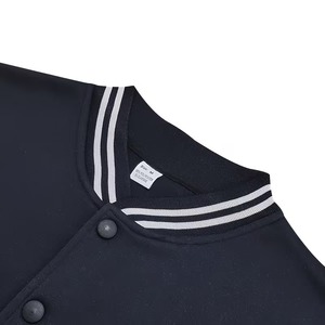 Blouson de baseball uni bleu marine en molleton respirant 100 % coton de haute qualité pour homme, style urbain, idéal pour l'été - Product Image 3