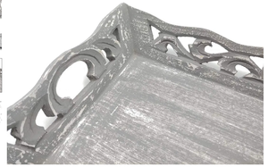 ถาดเสิร์ฟไม้สีขาวลายไม้แบบวินเทจ พร้อมหูจับแกะสลัก สำหรับตกแต่งโต๊ะกาแฟและบ้าน - Product Image 5