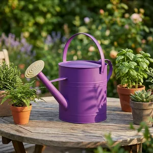Arrosoir de jardin en métal avec revêtement en poudre violette, décoratif, pour plantes d'intérieur et d'extérieur, balcon, maison, jardin - Product Image 3