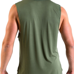 Camiseta sin Mangas para Hombre, Color Verde Oliva, Cuello Redondo, Secado Rápido, Color Sólido, Informal, para Entrenamiento, Tejido de Poliéster - Product Image 5