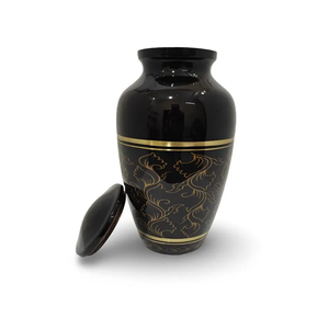 Black Gold Brass Cremation Urn Adult Ashes Keepsake <b>Vase</b> <b>Memorial</b> Funeral Supply Custom Design - Product Image 4