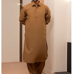 Vêtements traditionnels ethniques musulmans, shalwar kameez en coton, costume formel pakistanais Pathani 2 pièces, salwar kameez, robe décontractée respirante - Product Image 6