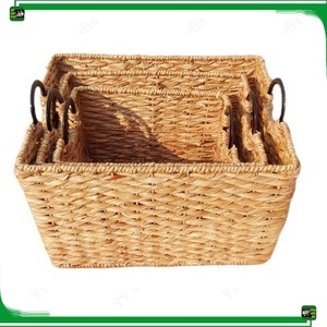 Water Hyacinth <b>Rectangular</b> <b>Storage</b> <b>Baskets</b> Set Eco-Friendly Modern Multi-Purpose Organization Trays 99 Gold Data Luna Kitchen - Product Image 4