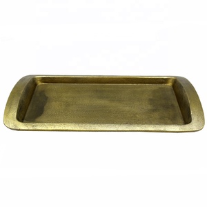 Utensilios de cocina, bandeja Rectangular de aluminio antiguo de latón en bruto de Metal para servir la mesa, vajilla hecha a mano personalizada - Product Image 1
