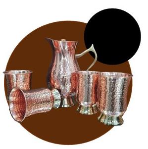 Traditional Copper Dining <b>Water</b> Set Jug and <b>Glass</b> Drinkware for Table Serving Hospitality and Kitchen Use - Product Image 2