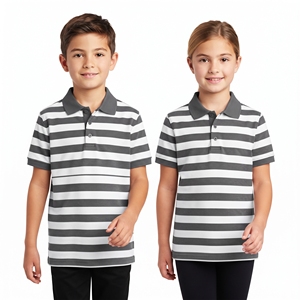 Camiseta Polo a Rayas en Contraste para Niños, Unisex, Informal, de Manga Corta, Dos Colores, Cuello Camisero, Ropa de Punto, Proveedor Mayorista - Product Image 3