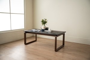 Modern <b>Coffee</b> <b>Table</b> with Resin Top and Wood Frame High Pressure Laminated Surface Curved <b>Legs</b> <b>for</b> Home and Apartment - Product Image 6