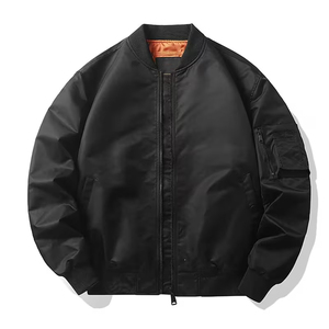Customizable Unisex Bomber <b>Jacket</b> Black Color Full Sleeve Zipper Oversize Casual Windproof Bomber <b>Jacket</b> For Adult - Product Image 1