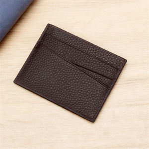 Porte-cartes de crédit fin en cuir véritable avec logo personnalisé, porte-cartes en cuir RFID pour homme - Product Image 2