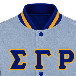 Custom Sigma Gamma Rho Varsity Bomber <b>Jacket</b> for Women Greek Sorority Embroidered Letter Logo Snap Front Casual Fashion - Product Image 3