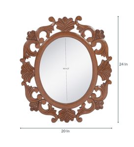 Handcrafted Oval Floral Carved Wooden <b>Wall</b> <b>Mirror</b> Decorative Vintage Accent <b>Mirror</b> for Home Decor - Product Image 2