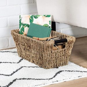 Handwoven Seagrass <b>Basket</b> with Handles Natural Storage <b>Basket</b> for Home Decor Laundry Toys Organizing - Product Image 4