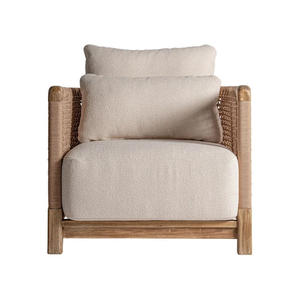 Modern Upholstered Rattan Dining <b>Chair</b> with Wood <b>Legs</b> Backrest Reclining Feature Contemporary Design Fabric Seat Home Furniture - Product Image 1