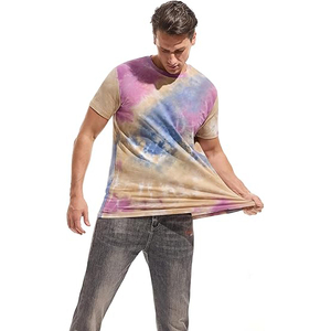 Pastel Watercolor Cloudy Crew Neck Tie Dye T <b>Shirt</b> For Men Wholesale Factory Europe Fit - Product Image 2