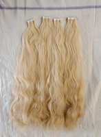 Extensiones de Cabello Humano Virgen Remy Indio de Alta Calidad, Liso y Ondulado, para Aplicación con Máquina, Doble Trama