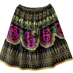 Altr Brothers Latest Fashion Polyester A-Line <b>Hawaiian</b> Mini <b>Skirts</b> Embroidery Floral Design High Street Tight Knee-Length - Product Image 3