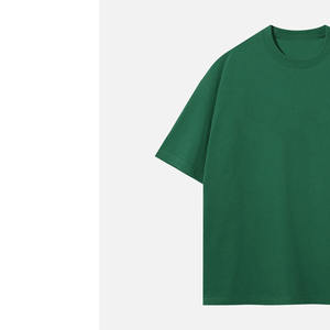 T-shirt tricoté pour homme anti-rides, coupe oversize, motif uni, 100 % coton biologique respirant, col rond, 280 g, haute qualité - Product Image 2