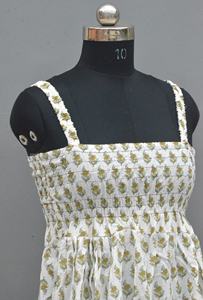 Indian Handmade 100% Cotton Breathable Women's Mini Dress Sleeveless Summer Wear <b>Natural</b> Waistline Woven Digital Printed Floral - Product Image 4