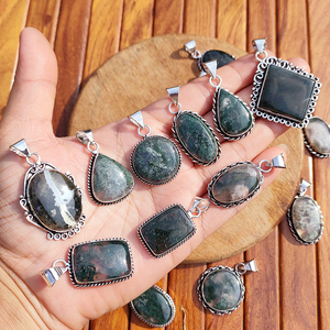 Anillo de Plata con Bisel de Latón Chapado en Plata, con Ágata Verde Musgo, Estilo Bohemio Artístico, Hecho a Mano, Unisex, Regalo de Boda - Product Image 1