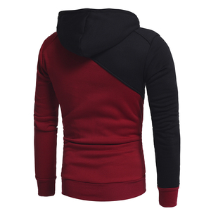 Sweat à capuche homme bicolore coupe slim rouge et noir style streetwear patchwork – Vente en gros - Product Image 3