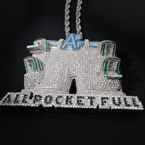 Collier pendentif personnalisé Hip Hop « All Pocket Full » en argent 925, entièrement serti de moissanite VVS - Product Image 5