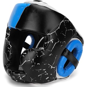 Blue Black Crack Pattern PU Boxing Headgear Protective Full Face Training Gear for Muay Thai MMA Sparring Kickboxing Gym - Product Image 3