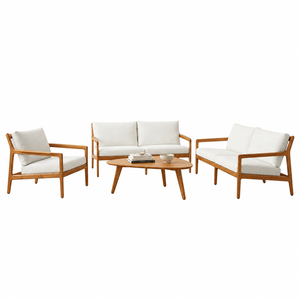 Solid Teak Oslo Modern Teak Lounge Set Cushioned Handmade Durable Luxury Outdoor Furniture for Villa Resort Patio - Product Image 1