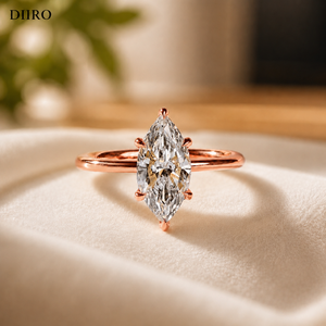 Anillo de Compromiso de Moissanita de Seis Puntas con Forma de Marquesa, Anillo de Aniversario con Diamantes, Chapado en Oro Amarillo, Anillo de Propuesta de Matrimonio - Product Image 5
