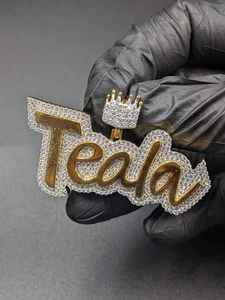 Iced Out <b>Custom</b> <b>Name</b> Pendant Crown Letter Pendant Gold Plated CZ Diamond Personalized Hip Hop <b>Necklace</b> Charm - Product Image 1