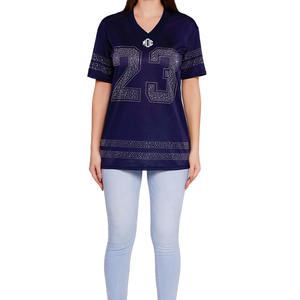 Camiseta Deportiva Unisex Estilo Y2K con Pedrería, Jersey de Fútbol Americano con Cuello en V, Manga Corta, Malla Sublimada, Impresión Personalizada, Servicio OEM de Marca Propia - Product Image 5