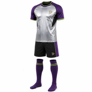 Men's Soccer Jersey Set Purple Silver Black Sublimated Short Sleeve Crew Neck Moisture Wicking Athletic Fit All Seasons - Product Image 3