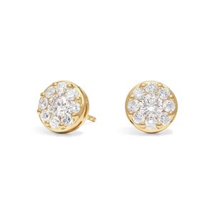 Boucles d'oreilles classiques en or jaune avec diamants en grappe - Product Image 1
