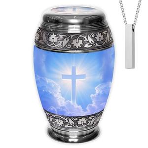 Urna Funeraria Grande de Metal Azul Medianoche Clásico para Cenizas Humanas, Urna Conmemorativa para Adultos, Proveedor de Fábrica OEM ODM - Product Image 1
