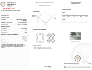 Diamantes sueltos cultivados en laboratorio de corte de cojín de 2,50 CT de alta calidad de la India VVS certificados por IGI y GIA HPHT joyería certificada - Product Image 2