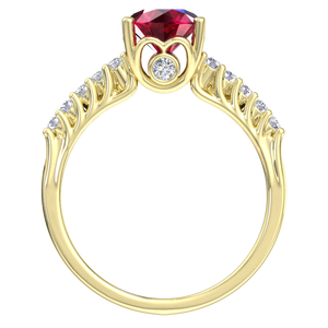 925 Sterling <b>Silver</b> Gold Plated Ruby CZ Engagement <b>Ring</b> Round Cut <b>Solitaire</b> <b>Ring</b> with Cubic Zirconia Side Stones Luxury Women - Product Image 2