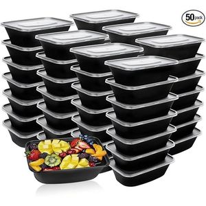 Contenitori Mini per Preparazione Pasti da 12 oz, Confezione da 50, Monocomparto, Riutilizzabili, Senza BPA, Piccoli Contenitori per Alimenti Usa e Getta - Product Image 1