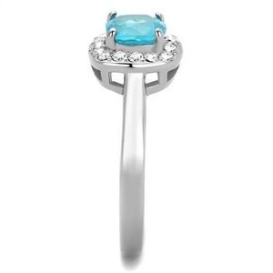 Anello TK2161 in Acciaio Inossidabile Lucidato con Vetro Sintetico Blu Mare, Anelli Raffinati - Product Image 4