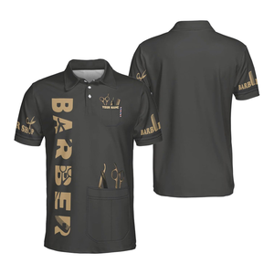 Camiseta Moderna de Manga Corta con Cuello en V para Hombre, Corte Regular, Sublimada, de Poliéster, con Diseño Personalizado para Estilistas de Peluquería - Product Image 4