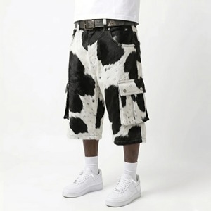 Shorts en cuir de vachette pour hommes – Qualité supérieure, design tendance, streetwear décontracté, véritable cuir durable, coupe ajustée, tenue d'été - Product Image 1
