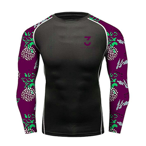High Quality Heat-Transfer Printed <b>Men's</b> Rash Guards Quick Dry Spandex/Polyester <b>Compression</b> Top Comfortable Fit - Product Image 1
