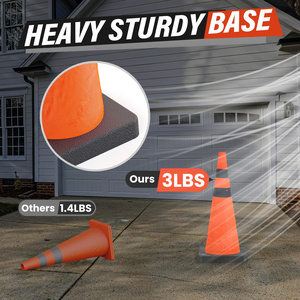 CITICITY 28 Inch Traffic Safety Cones with Black Weighted Base, Construction Orange Pop-up Cones for Road Safety - Product Image 6