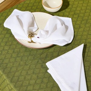Serviette de table carrée en lin faite à la main, teinte unie blanche, pour la décoration de table, usage domestique, lavable en machine, 1 pièce, style simple - Product Image 6