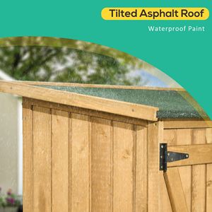 Armadio da Giardino in Legno Naturale per Attrezzi con Tetto Impermeabile e Porte Chiudibili a Chiave - 3 Ripiani - Product Image 4