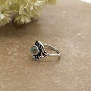 925 Sterling Silver Plated Adjustable Band Antique Boho Jewelry Unisex <b>Labradorite</b> Gemstone Handmade <b>Ring</b> - Product Image 3