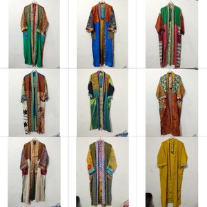 Kimono Japonés Vintage Hecho a Mano, Único, de Seda, para Mujer, con Parches, Largo, Elegante, Suave, Transpirable, para Dormir - Product Image 1